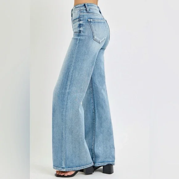 RISEN Full Size Mid Rise Wide Jeans with Front Patch Pocket🆕 - Picture 5 of 8